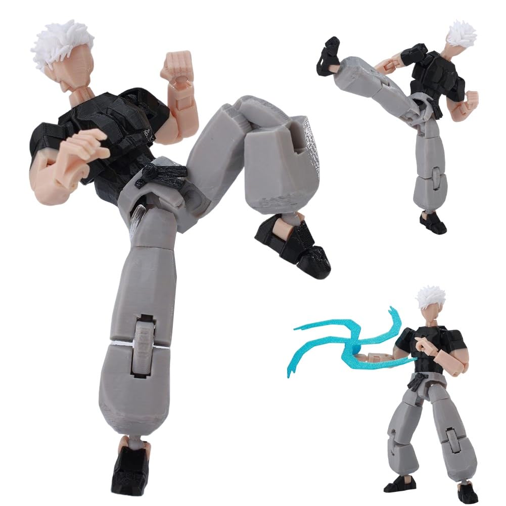 Gojo Satoru Figura de Acción JJK, Figura Movible Gojo Satoru Articulación Articulada con Accesorios Figura Impresión 3D Figura Coleccionable Pantalla de Escritorio Regalo para Fans 14 cm