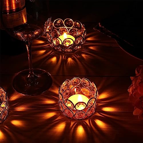 Image of Easyera Beautiful Lotus Tealight Holder Candle Stand Metal Home Decoration Festival Occasions Diwali (Not Include Glass Candle) Golden Pack (Pack of 12 (Golden) Crystal Candle Holder Tealight)