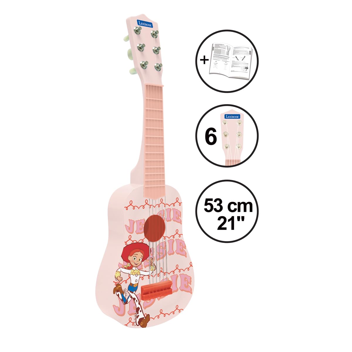 Lexibook, Toy Story Guitare Jessie, K200TSG | 53cm guitare, 6 cordes en nylon, accordable, guide d'apprentissage inclus