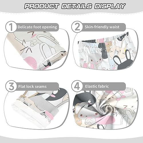 Funny Rabbit Girls' Leggings Toddler Doodles Bunny Sweet Pink Kids Yoga Pants Dance Active Tights 7-8T3