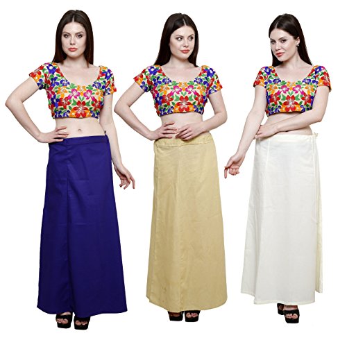 Image of Pistaa combo of 3 Women's Cotton Best Indian Readymade Inskirt Saree petticoats
