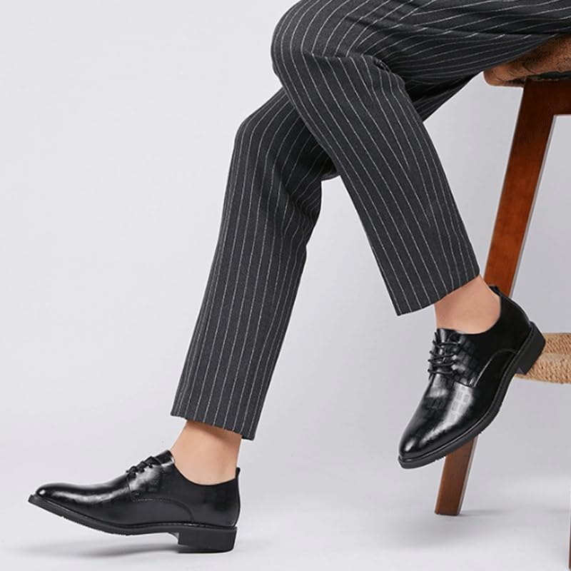 Classic Round Toe Shiny Checkered Comfortable Dress Shoes Business Formal Lace-up Oxfords Modern Casual Derby Shoes2