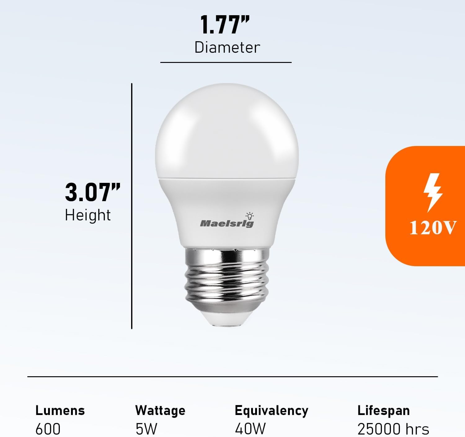 Maelsrlg 40 Watt Equivalent Refrigerator Light Bulb, 90+CRI, 5W 600LM Fridge Bulb 5000K Daylight, Waterproof A15 E26 Base, 25,000Hrs Lifespan for Freezer Frigidaire Replacement, 2-Pack