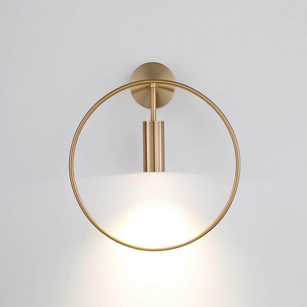 ASerZenith Led Wall Sconce, Led Interior Decoration Gold Ring Bedroom Bedside Lighting Vanity Mirror Lamp With Living Room Corridor Wall Lamp, Black Small(Golden Small)