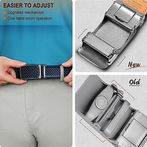 Image of KEMISANT Belt Men, Sliding Ratchet Belt Genuine Leather For Gift Mens Dress Pants Oxfords,Size Adjustable