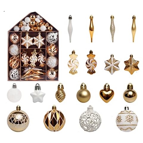 Christmas Baubles Gold Christmas Tree Decorations Christmas Tree Baubles Plastic Pack of 73 Christmas Tree Pendants Decoration Hanging Christmas Tree Decoration Christmas Tree Decoration Cover