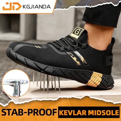 Image of Steel Toe Shoes for Men, Lightweight Safety Work Shoes, Breathable Puncture-Resistant Work Shoes for Warehouse, Factory and Light Construction
