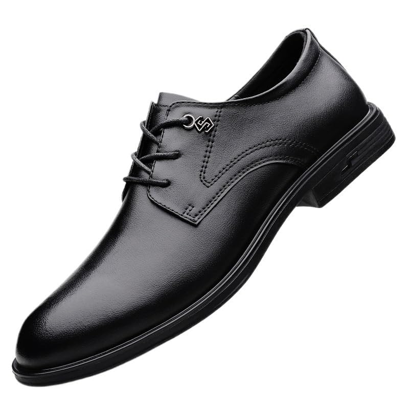 Men's Fashion Classic Pointed Toe Lace-up Formal Business Oxfords Shoes for Men Wedding Casual Black Derby Shoes