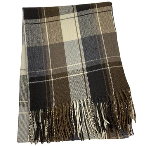 Mawjom Cold Weather Scarf with Scottish Tartan Plaid Soft Warm Winter Shawl Wrap with Fringes for Women Men