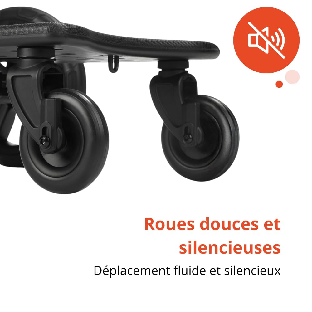 Nurse Step Plateforme Universelle pour Poussette, jusqu’à 20 kg, Installation Facile, Pliable, Antidérapante, Roues à 360°, Noir