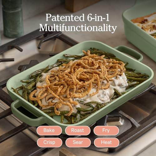 Image of Our Place Mini Griddle Pan | 9 inch (2 Qt) Nonstick Ceramic Griddle Pan for Stovetop & Oven | PFAS-Free, Oven-Safe up to 450F, Easy-Grip Handles | Sage