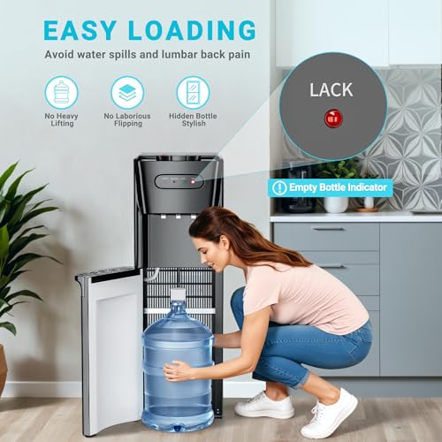 Image of Manastin Bottom Loading Water Cooler Dispenser，3 Temperature Settings - Hot, Cold & Room, Empty Bottle Indicator, Child Safety Lock, Ideal for Office, Home, Living Room, Ink Black
