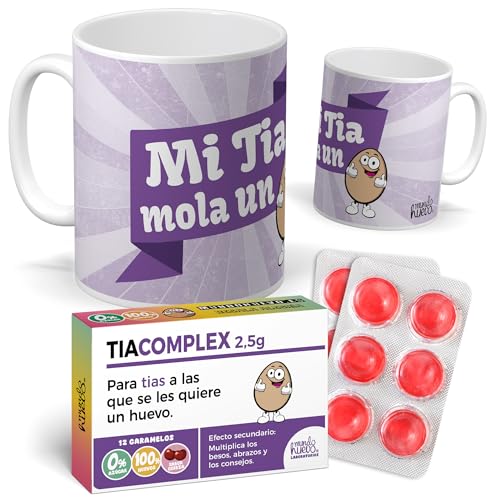 Pack Regalo Tita| Mi Tía Mola un Huevo + Caramelos TIACOMPLEX | Regalo Original y Divertido para Tías | Detalle Especial para Cumpleaños, Día de la Familia y Navidad