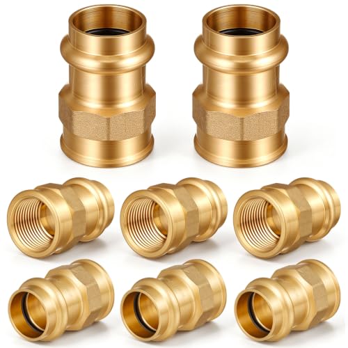 Image of 8 Pack 3 /4 inch Press x 3 /4 inch Fip Brass Press Fittings | Npt Adapter for Residential & Commercial Piping