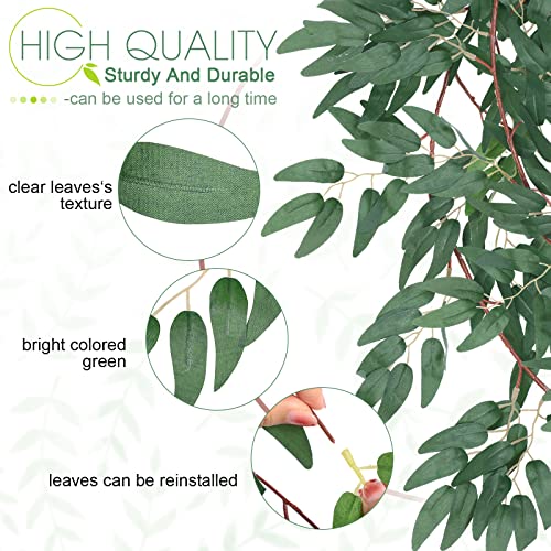 Janinka 5 Packs 6Ft Artificial Willow Leaves Vines Twigs Greenery Garland Hanging Vine Rustic Plant For Wedding Party Home Outdoor Backdrop Arch Wall Decor, Light Green #TOP2