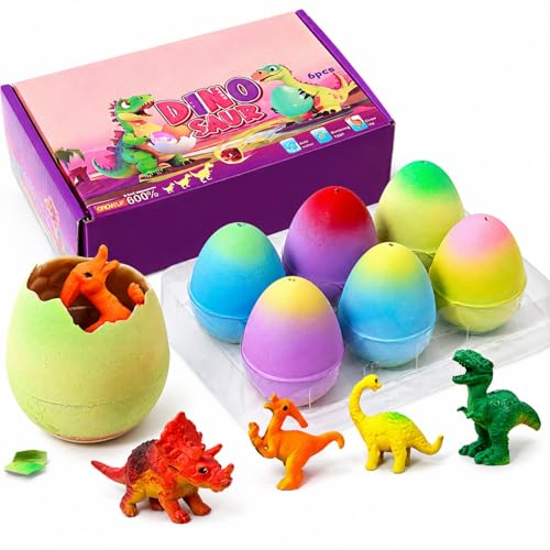 Hsmihair Dinosaur Hatching Eggs for Kids 6 Pack Growing Dinosaur Eggs That Hatch in Water Hatching dinosaur egg for Girls Boys Eeaster gifts for kids & Birthday Gift Ideas for Kids Age 3 4 5 6 7 8