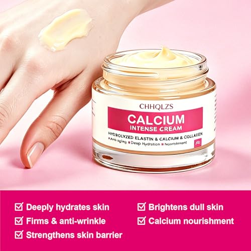 CHHQLZS Calcium Intense Cream, Calcium Volume Multi Balm, Daily Firming Moisturizing Cream for Deep Wrinkles on Eye, Niacinamide & Hydrolyzed Elastin Anti-Aging Lifting Face Cream for Skin 50ml (1.69 fl oz)