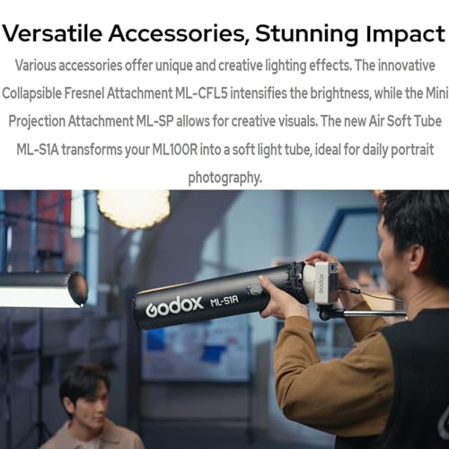 Image of Godox ML100R RGB LED Video Light with Bluetooth Control,1800K-10000K CCT