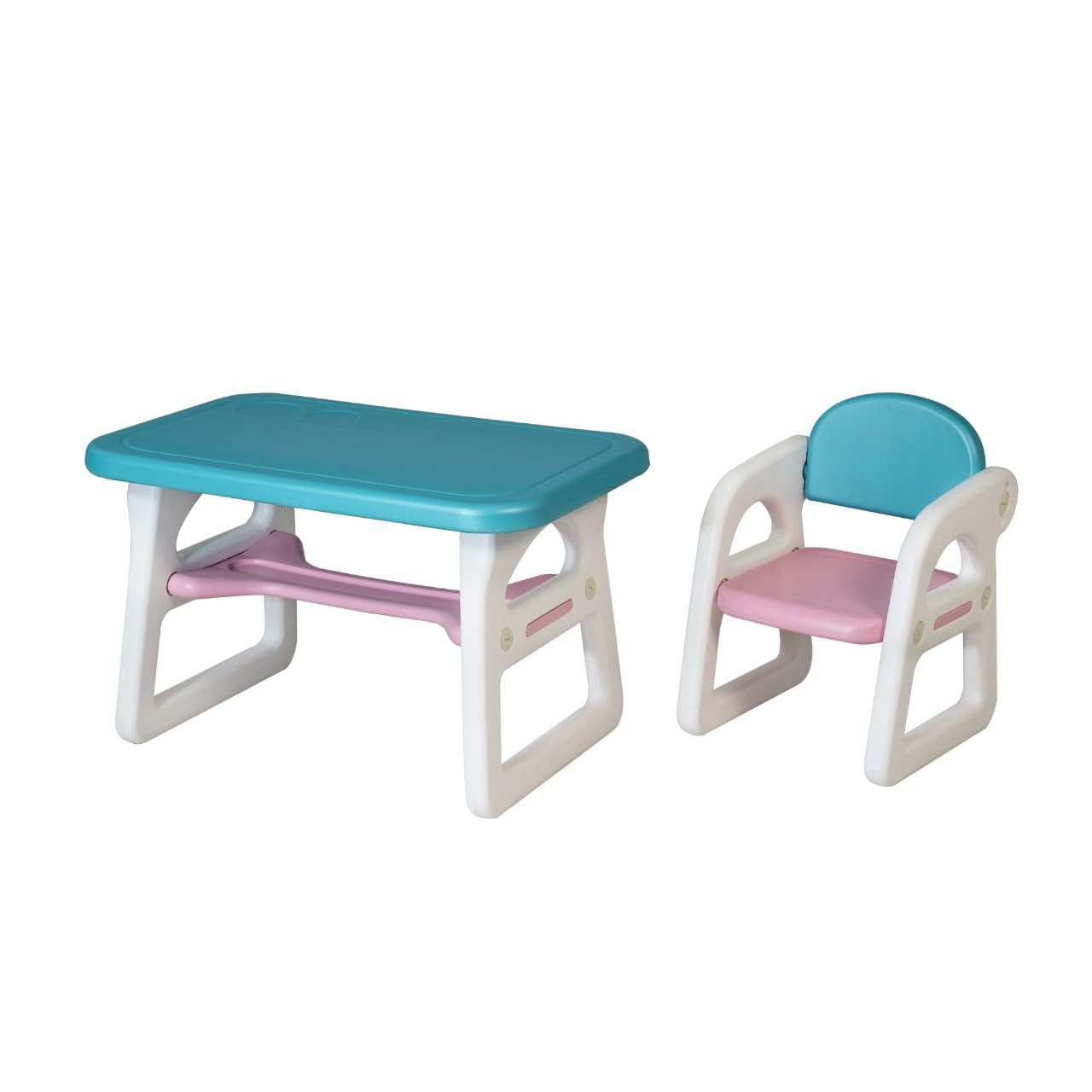 Supreme Furniture Bambino Plastic Kids Chair & Table Set | Waterproof Foldable Study Table and Chair with Open Play Space | Ideal for Study & Fun Activities | Outdoor (White/P. Blue/Pink, DIY)-picture-18