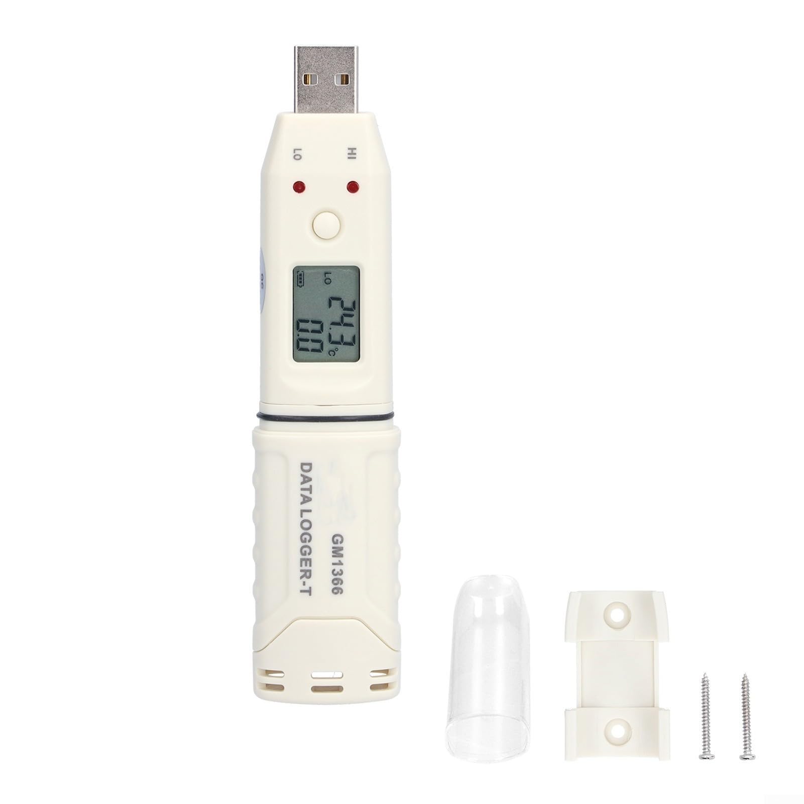 Registrador de datos para temperatura y humedad GM1366/GM1365, termómetro USB con función de alarma, -30 a 80 °C, para cadena de frío, agricultura y almacenamiento (GM1365)