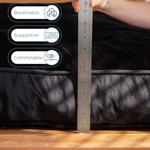 Maxyoyo M-A50-BLACK-152CM 6 Inch Futon Mattress Queen Size, Velvet Thick Futons Sofa Couch Bed thumb #2