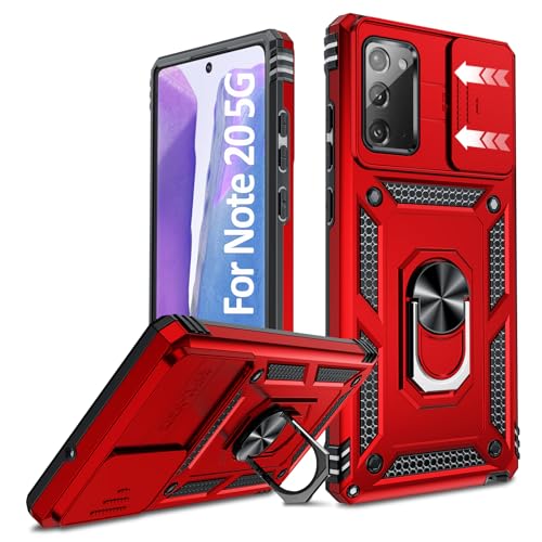 LeYi for Galaxy Note-20 Case: 𝐍𝐨𝐭 𝐅𝐢𝐭 𝐍𝐨𝐭𝐞 𝟐𝟎 𝐔𝐥𝐭𝐫𝐚, Samsung Note 20 Case With Kickstand and Camera Cover, Military Grade Protect Unlocked Note20 Phone Case for Galaxy Note 20 5G, Red