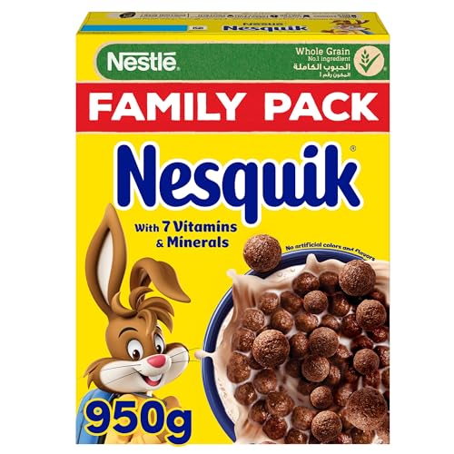 حبوب إفطار نسكويك نستله سيريال بنكهة الشوكولاتة، عبوة عائلية، مصنوعة من الحبوب الكاملة، 950 غرام