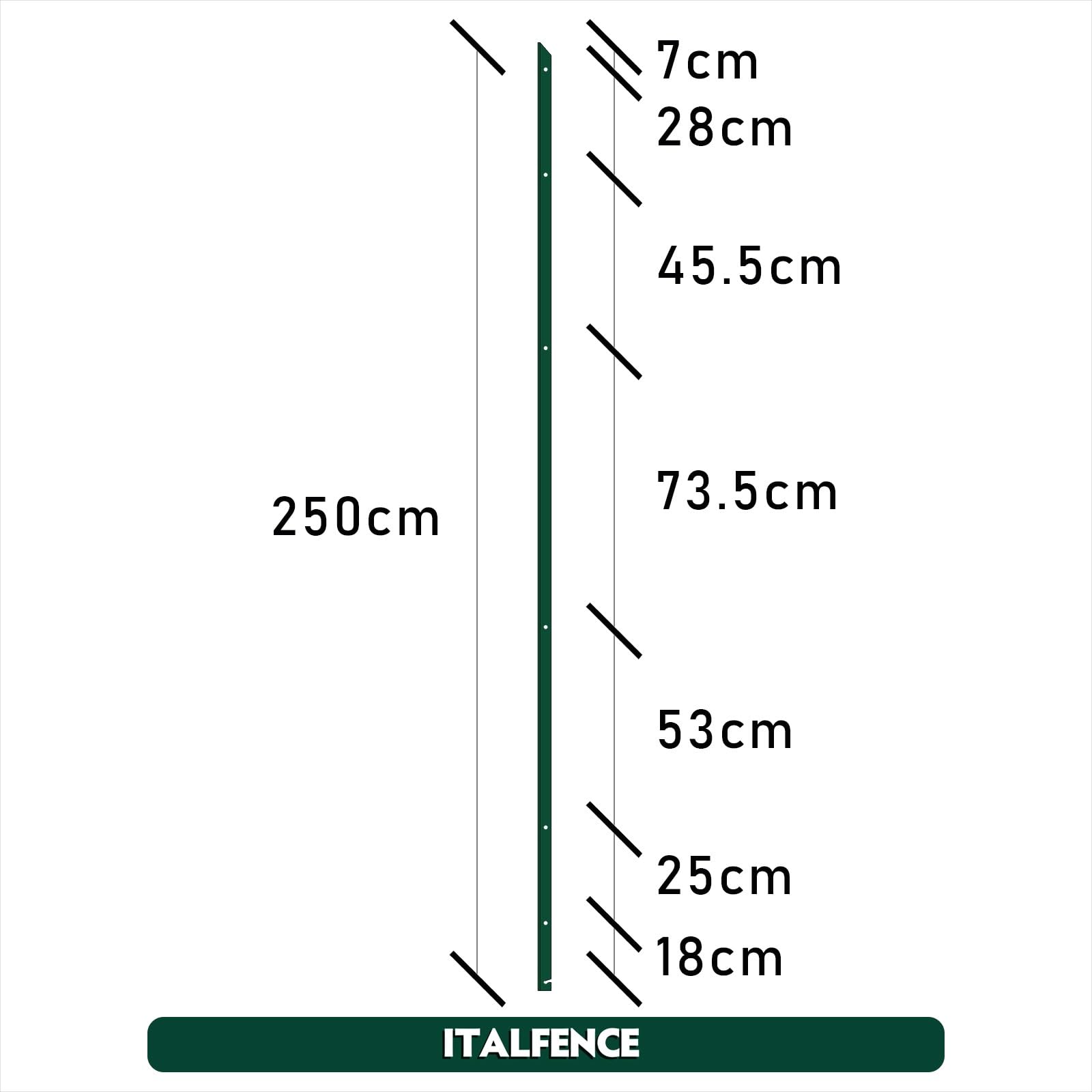 Palo a T H250cm 30x30x3mm in ferro plastificato verde [10 pezzi]