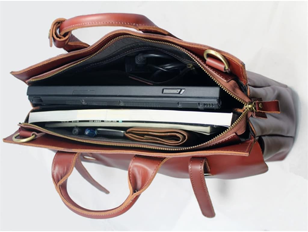 Genuine Leather Men's Briefcase Business Bag Leather Laptop Briefcase Men Shoulder Bag Messenger Bag Tote Handbag