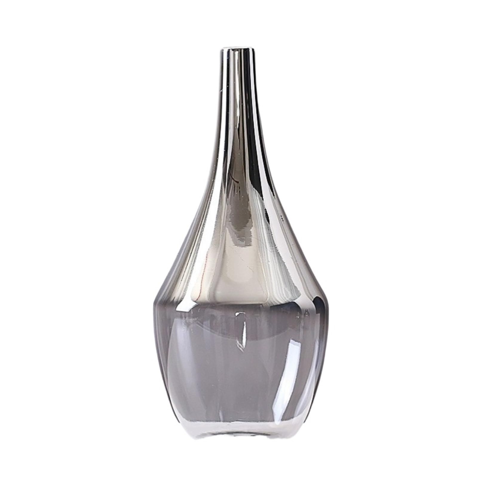 Glass Vase Creative Silver Gradient Dried Insert Desktop Decoration Plant Holder For Living Room, Office, Wedding(Style01)