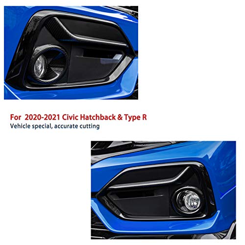 Thenice for 10th Gen Civic Front Fog Light Cover Trims ABS Carbon Fiber Style Exterior Decals for Honda Civic Hatchback Type R 2021 2020