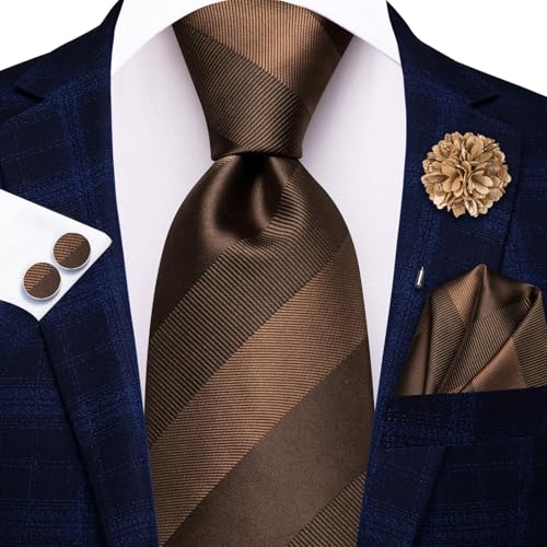 Image of Hi-Tie Men's Silk Ties Formal Woven Classic Necktie Pocket Square Cufflinks Lapel Pin Set Wedding Business