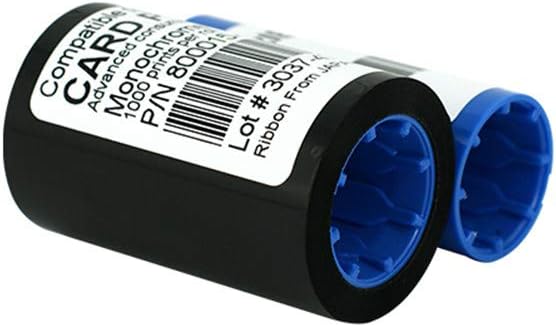 800015-101 Black Monochrome Ribbon for Zebra P330i P420i P430i Card Printers, 1000 Prints