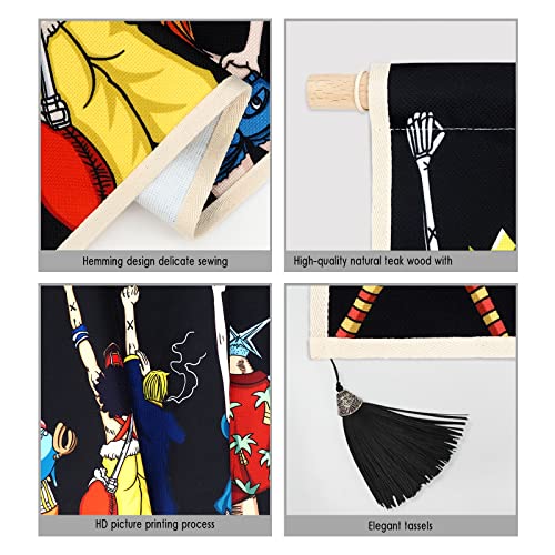Hanging Manga Poster Canvas Wall Art Painting Of Anime Characters Cartoon Role Tapestry Figure Back Silhouette Effect Wall Tapestry With 2 Tassels And Wooden Hanging Rod Wall Decor Decoration For Room #TOP1