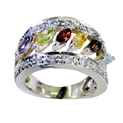 Argent sterling 0.925 bague marquise naturel-multicolore mixte - 2