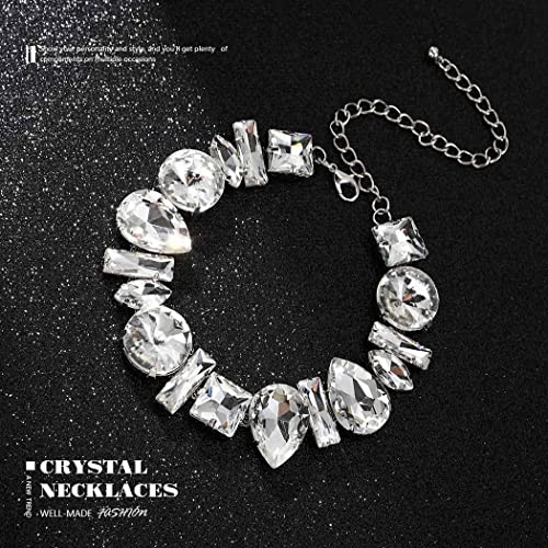 JONKY Rhinestone Choker Necklace Silver Big Diamond Jewelry for Women2