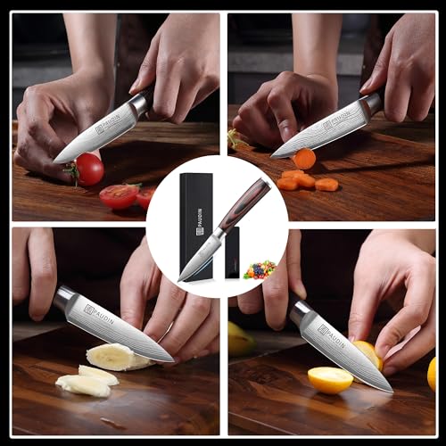 PAUDIN 9 cm Gemüsemesser, Scharf Obstmesser Schälmesser Küchen Messer Ergonomischer Griff Deutscher Edelstahl mit scharfer Klinge 5