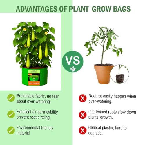 Image of Kingwell Grow Bag 24 X 18 INCH, PACK OF 3 For Terrace Garden Leafy Vegetable Plant Grow Bags Fruits Growing Containers For terrece Gardening (24 X 18 INCH, PACK OF 3)