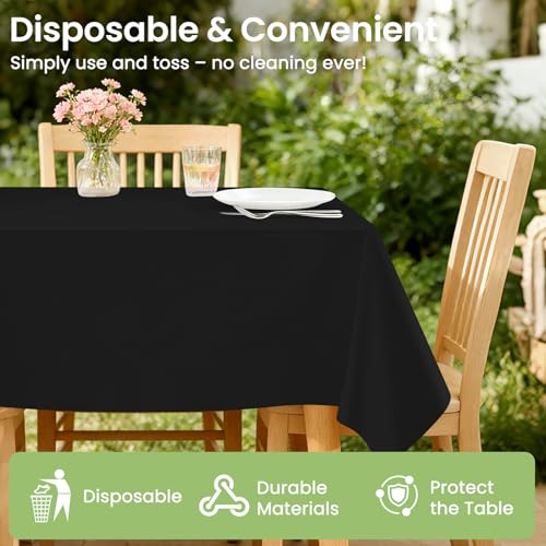 Image of LANLISA 4 Pack Black Plastic Tablecloth Disposable, 54 x 108 Inch Rectangle Table Cloth, Party, Graduation, Decorative Tablecloths Plastic Cove