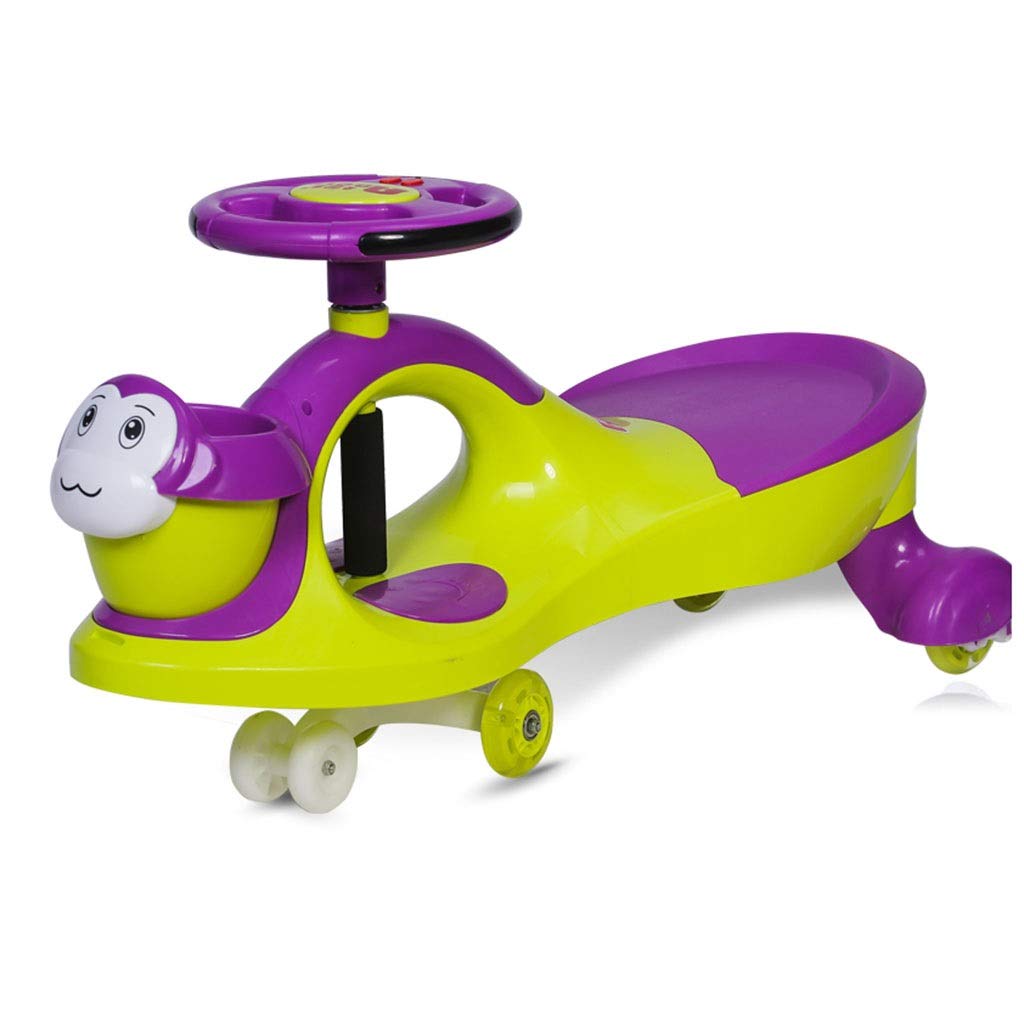 Scooters Tricycles Children's Swing car Boy Twist car Non-Slip Mute Wheel Music car Can Bear 110kg 1-3 Years Old Gift (Color : Green, Size : 42.58034cm)