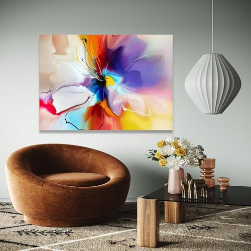 Toile florale abstraite moderne colorée 21x30cm sans cadre