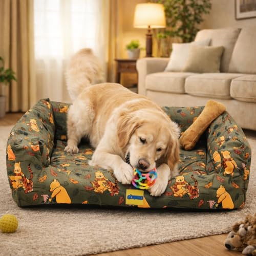 Image of SITSNOOZE XL Dog Bed (20 to 30kg) for Labrador, Golden Retriever, Husky - Orthopedic Sofa Mattress, Washable Heavy Duty Pet Lounger Cushion, Waterproof Non-Slip Calming Bed (Print 2, XL)
