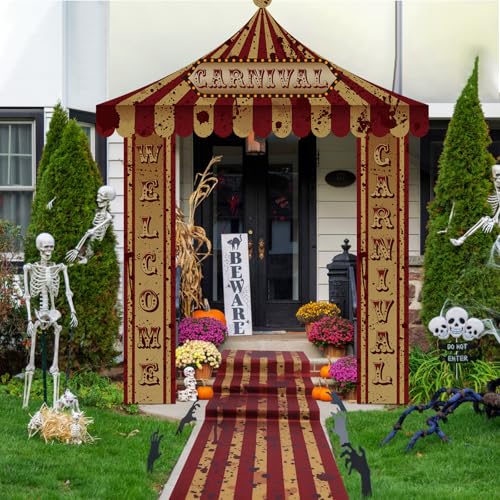 Image of Fanfanwin 4 Pcs Circus Tent Decorations Carnival Halloween Party, Creepy