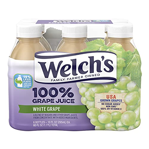 Welch's 100% Juice, White Grape, No Sugar Added, 10 Ounce On the Go Bottles (Pack of 24)