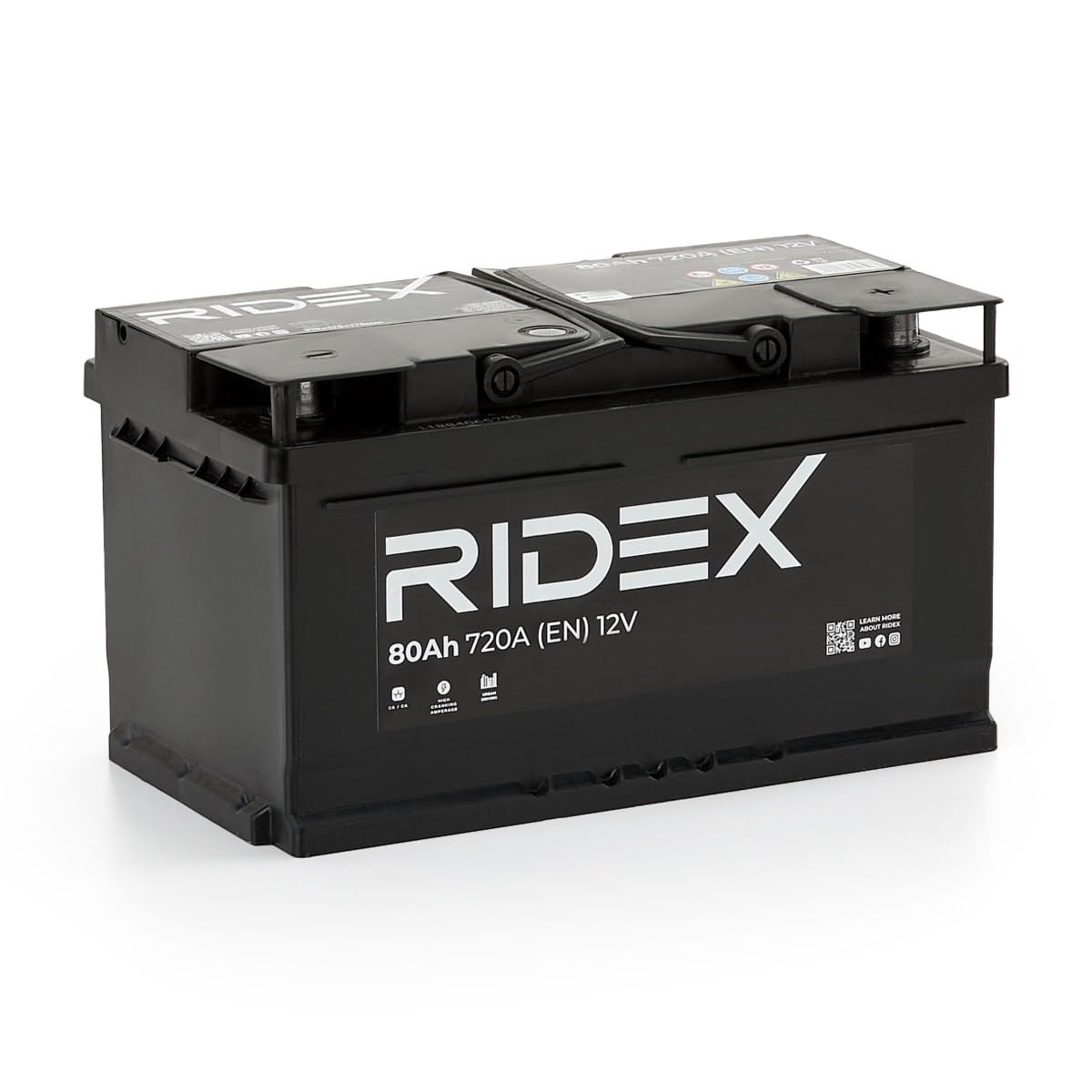 RIDEX 1S0020 Batería Coche 80Ah 720A 12V B13 DIN/ISO LB4 Baterías de Arranque de 75Ah 70Ah Compatible con FORD Fiesta Mk6 Hatchback CB1, CCN, JA8, JR8 MONDEO IV Turnier BA7, AUDI A4 B8 Avant 8K5
