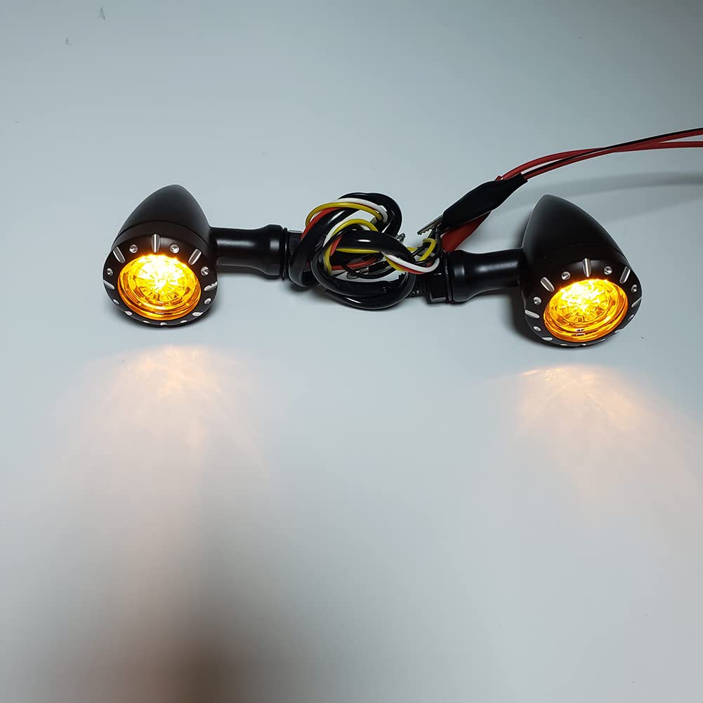 CNxinn10 Motorcycle 12V LED Turn Signal Light Lamps Black Indicator Blinker Tail Brake Light 2Pcs For All Motorcycles/Motorbikes with 10mm Holes Fairing