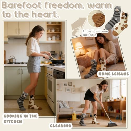 Image of 3D Knit Animal Socks,Cute Hug Hug Socks with Funny Animal Design,Non-Slip Animal Feet Socks for Women Gifts