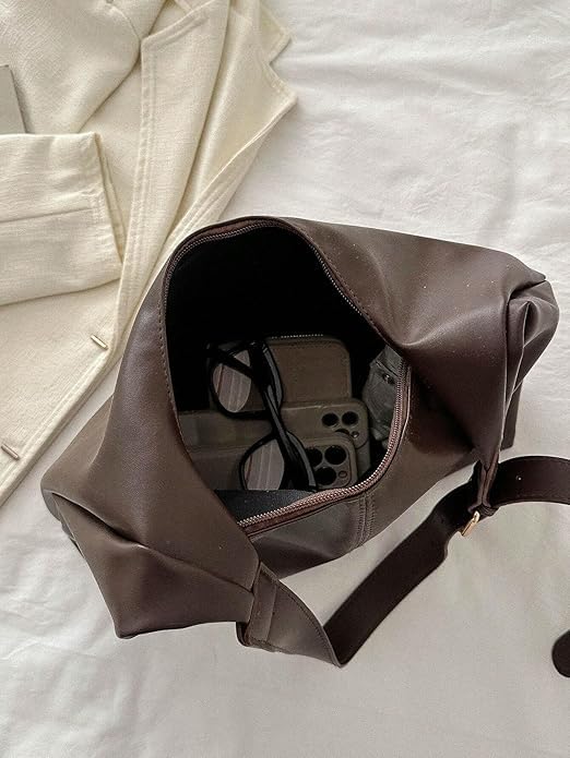 Image of Hobo Shoulder Bag for Women - Soft PU Leather Slouchy Tote Purse | Casual Lightweight Handbag for Work, Travel & Everyday Use