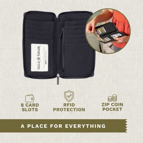 Bella Taylor Country Floral Feedsack Collection, Rfid Modern Wristlet Cell Phone Wallet For Women And Girls, Bicolor Floral Black #TOP3