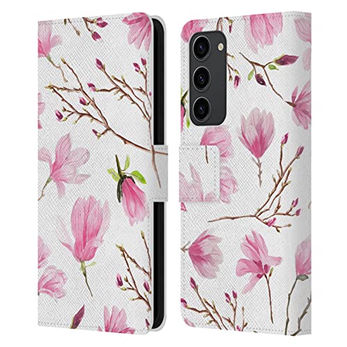 Étui Samsung S23+ 5G antichoc avec porte-carte et motif floral Magnolia